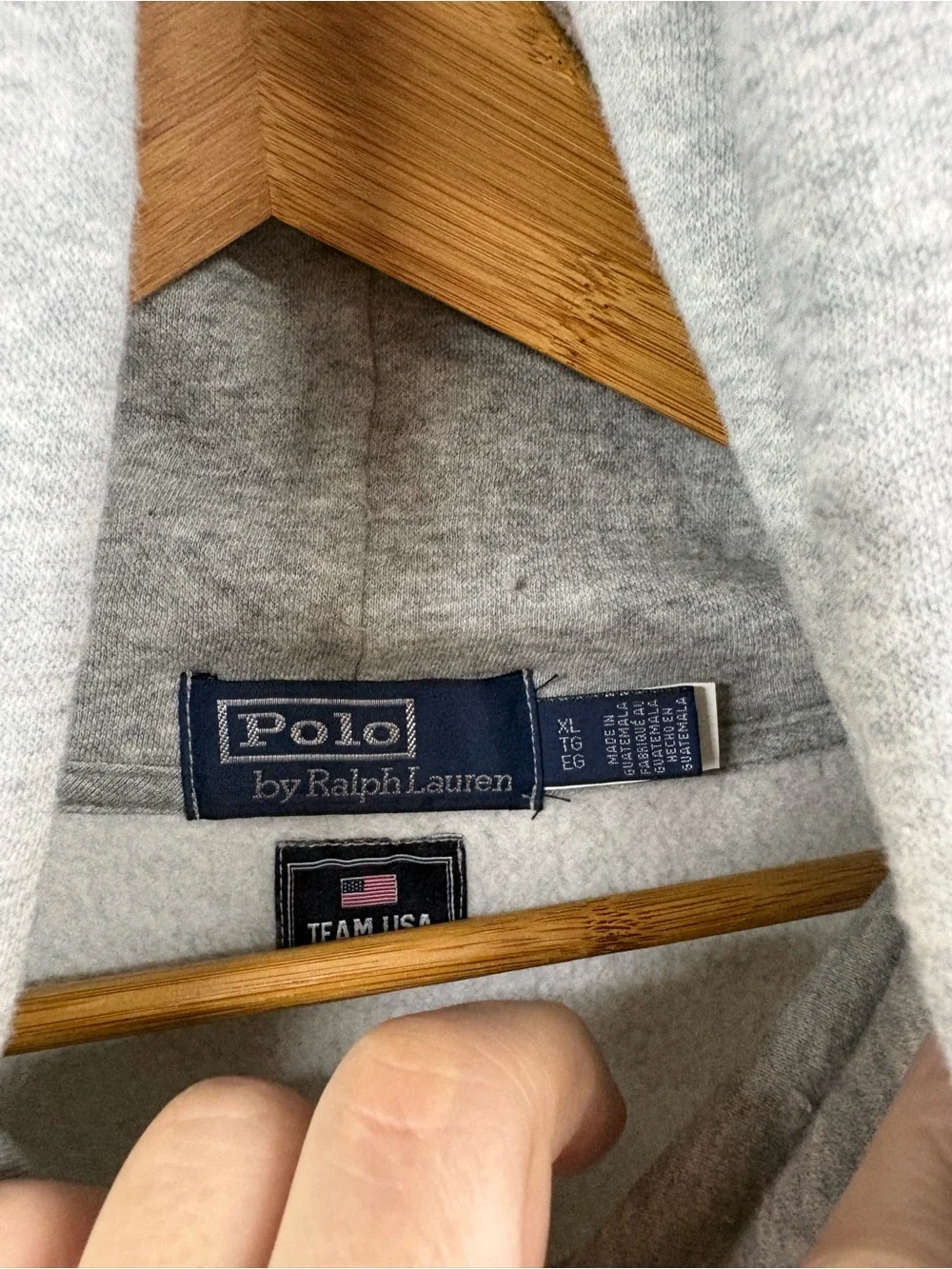 Polo Ralph Lauren USA Flag American Polo Bear Gray Hooded Sweatshirt Sz XL - Picture 4 of 8